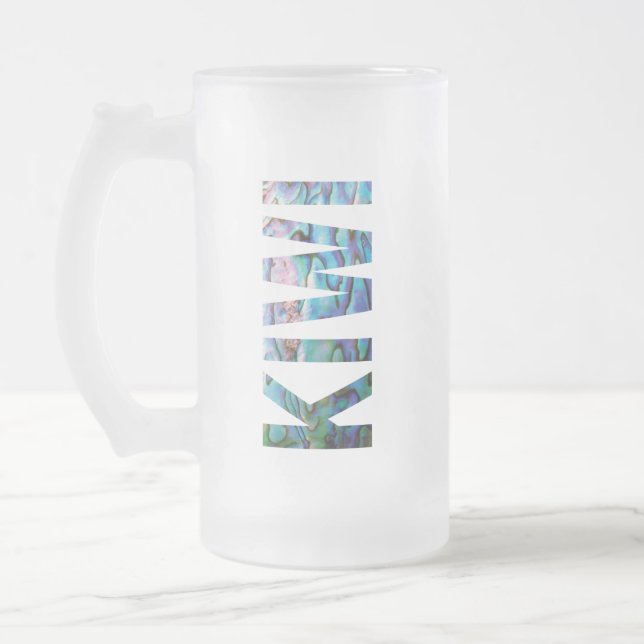 TAZA DE CRISTAL ESMERILADO NUEVA ZEALAND KIWI PAUA (Izquierda)