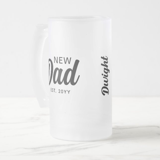 Taza De Cristal Esmerilado Nuevo guión negro de papá personalizado (Anverso izquierdo)