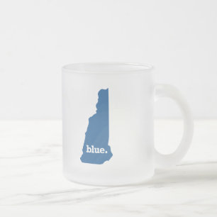 TAZA DE CRISTAL ESMERILADO NUEVO HAMPSHIRE ESTADO AZUL