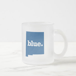 TAZA DE CRISTAL ESMERILADO NUEVO MÉXICO ESTADO AZUL