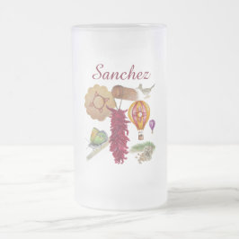 Taza De Cristal Esmerilado Nuevo México Rojo Chile Pinõn Zia Globo de aire ca