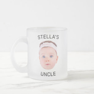 Taza De Cristal Esmerilado Nuevo Tío Gift Mug, Personalizado Baby Face Photo 