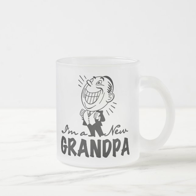 Taza De Cristal Esmerilado Nuevos camisetas y regalos sonrientes del abuelo (Derecha)