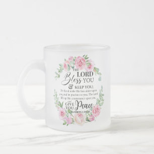 Taza De Cristal Esmerilado Números 6:24-26 El Señor te Bendiga Biblia Rosa