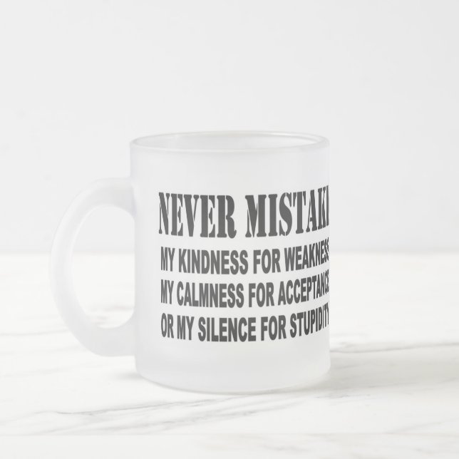 TAZA DE CRISTAL ESMERILADO NUNCA ERROR (Izquierda)