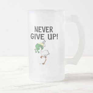 Taza De Cristal Esmerilado Nunca renuncies a las ranas y pelícanas motivacion