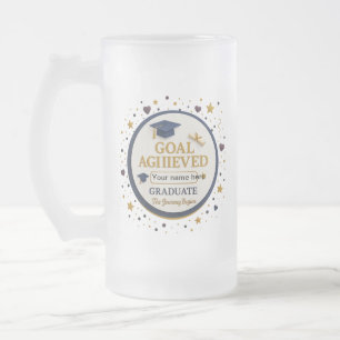 Taza De Cristal Esmerilado Objetivo logrado Graduación Mug - 16oz