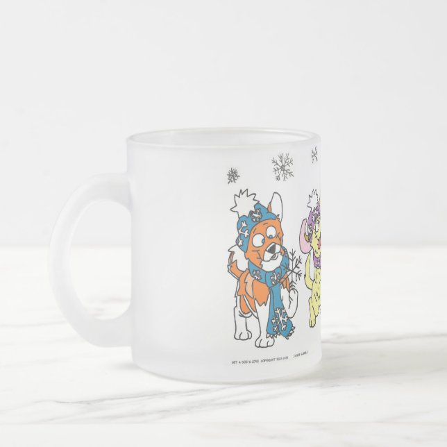 Taza De Cristal Esmerilado ¡Obtén la vida de un perro! ¡Cachorros de nieve! (Izquierda)