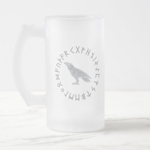 Taza De Cristal Esmerilado Odin Cuervo Cuervo Mitología Vikinga runas rúnico