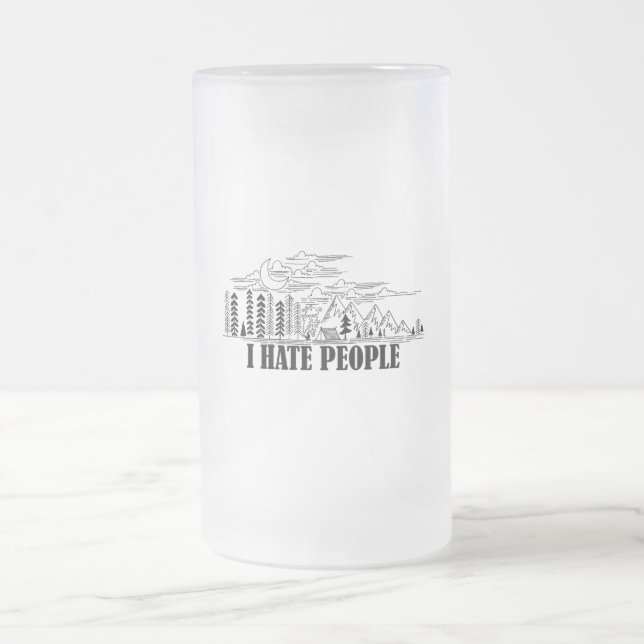 Taza De Cristal Esmerilado Odio a la gente (Centro)