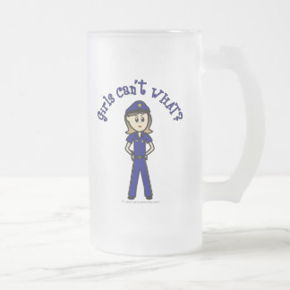 Taza De Cristal Esmerilado Oficial de policía ligero Chica
