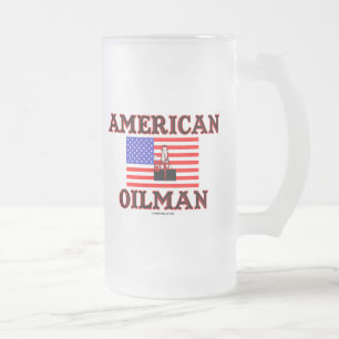 Taza De Cristal Esmerilado Oilman americano, cerveza Stein, plataforma