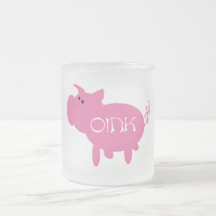 Taza De Cristal Esmerilado Oink camisetas y regalos rosados del cerdo