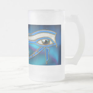 Taza De Cristal Esmerilado Ojo de Horus Wadjet Mug de arte egipcio