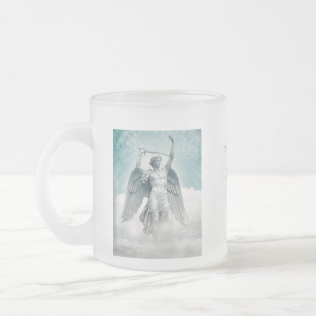 Taza De Cristal Esmerilado Ojo láser de Arcángel Michael God, cerdo congelado (Izquierda)