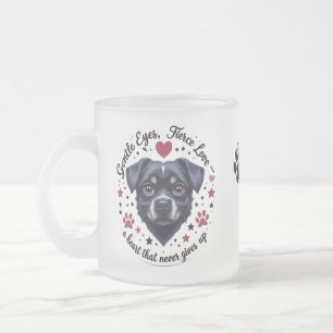 Taza De Cristal Esmerilado Ojos suaves, amor feroz - Mugre de perro