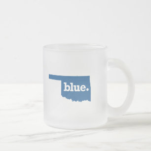 TAZA DE CRISTAL ESMERILADO OKLAHOMA ESTADO AZUL