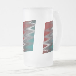 Taza De Cristal Esmerilado Olas grises en verde azulado burdeos