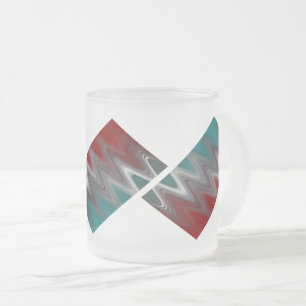 Taza De Cristal Esmerilado Olas grises en verde azulado burdeos