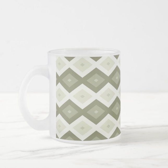 Taza De Cristal Esmerilado Olive green diamond pattern (Izquierda)