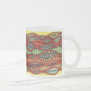 Taza De Cristal Esmerilado Ondas Neurográficas Geométricas Coloridas Capricho
