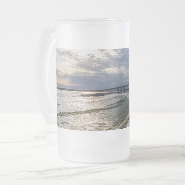 Taza De Cristal Esmerilado Ondas nocturnas de Destin Florida (Anverso izquierdo)