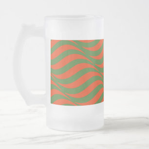 Taza De Cristal Esmerilado Ondas rojas y verdes