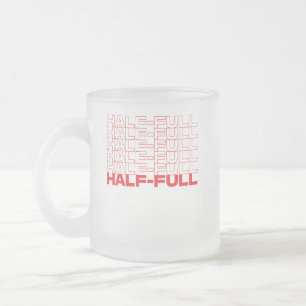 Taza De Cristal Esmerilado Optimista Pesimista Medio Vacío o Medio Lleno