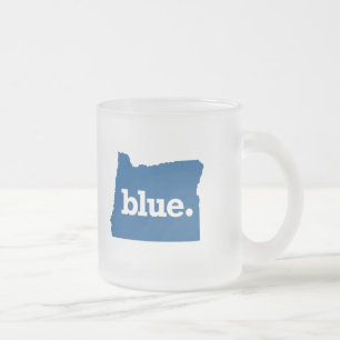 TAZA DE CRISTAL ESMERILADO OREGON ESTADO AZUL