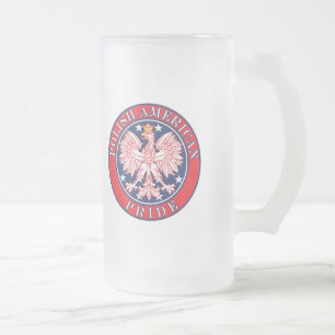 Taza De Cristal Esmerilado Orgullo americano polaco