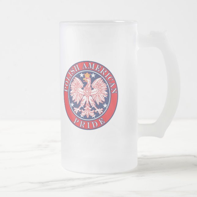 Taza De Cristal Esmerilado Orgullo americano polaco (Derecha)