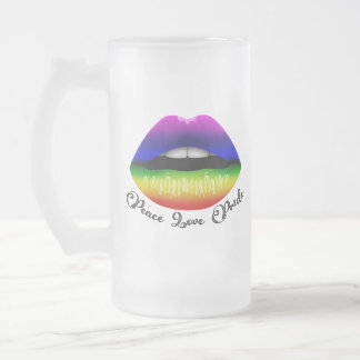 Taza De Cristal Esmerilado Orgullo de amor por la paz Mug escarcha