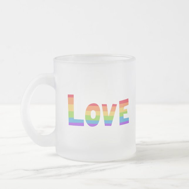 Taza De Cristal Esmerilado Orgullo gay Bandera arco iris LGBT Amor LGBTQ (Izquierda)