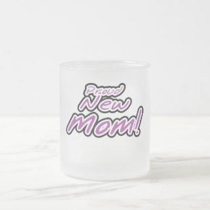 Taza De Cristal Esmerilado Orgullosas camisetas de texto púrpura de nueva mam