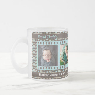 Taza De Cristal Esmerilado Orgulloso Nuevo Papi Brown y Aqua 4 Foto
