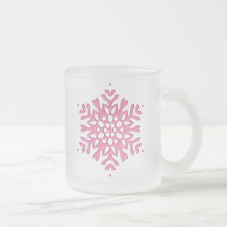 TAZA DE CRISTAL ESMERILADO ORNAMENTO ROSADO DEL COPO DE NIEVE