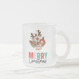 Taza De Cristal Esmerilado Ornamentos de Cute - Feliz Navidad