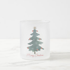 Taza De Cristal Esmerilado Ornamentos verdes de árbol de Navidad Feliz Navida