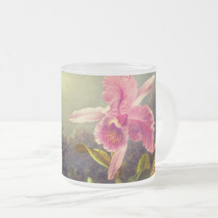 Taza De Cristal Esmerilado Orquídea con dos Hummingbirds Heade