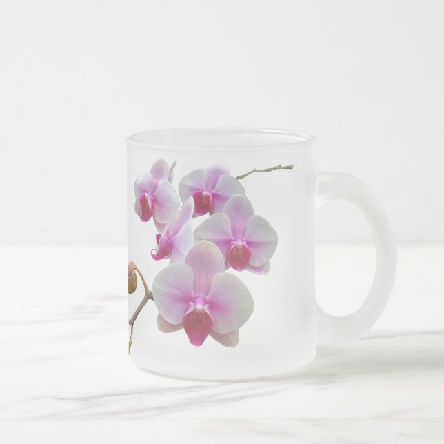 Taza De Cristal Esmerilado Orquídeas de polilla rosadas - Phalaenopsis (Derecha)