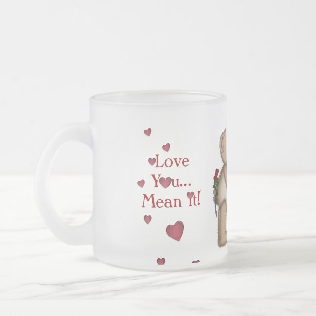 Taza De Cristal Esmerilado Ositos de peluche de San Valentín (Izquierda)