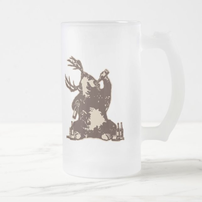 Taza De Cristal Esmerilado ¿Oso, ciervo, oso borracho? (Derecha)