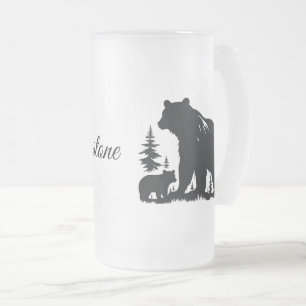 Taza De Cristal Esmerilado Oso de Mug-Yellowstone de vidrio frotado