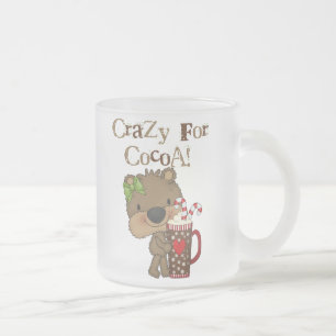 Taza De Cristal Esmerilado Oso del chica loco para el cacao