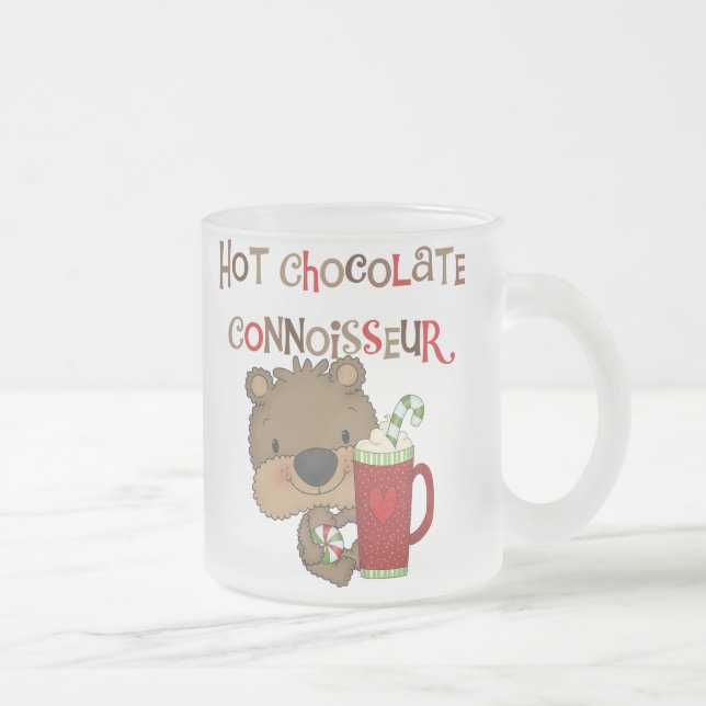 Taza De Cristal Esmerilado Oso del muchacho del perito del chocolate caliente (Derecha)