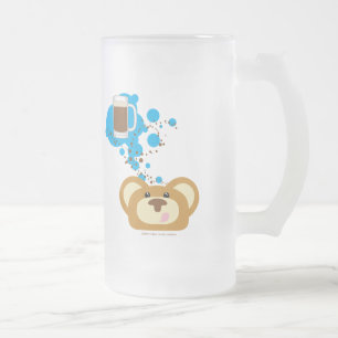 Taza De Cristal Esmerilado oso del orbie que piensa en el flotador del