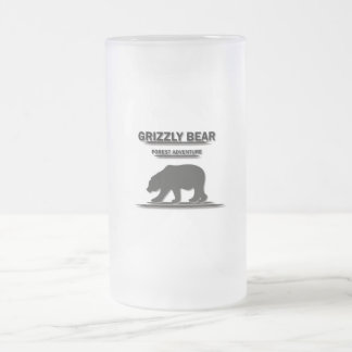 TAZA DE CRISTAL ESMERILADO OSO GRIZO