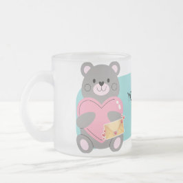 TAZA DE CRISTAL ESMERILADO OSO  PERSONALIZABLE