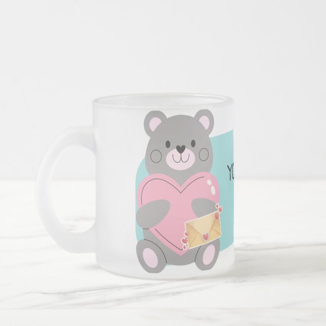 TAZA DE CRISTAL ESMERILADO OSO  PERSONALIZABLE (Izquierda)