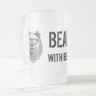 Taza De Cristal Esmerilado OSO personalizado CON HOMBRES DE CERVEZA Gracioso